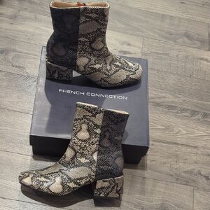 French Connection Black and Cream Ankle Booties